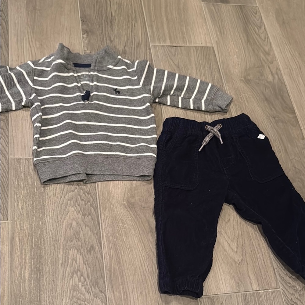 Carters Boys 9M Gray Sweater and Navy Bottoms